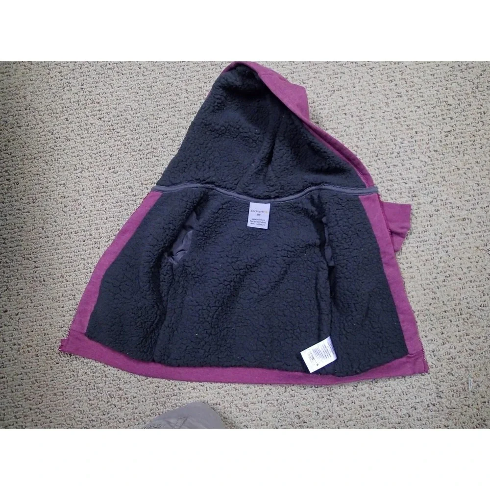 Carhartt Zip‎ Hoodie Kids 9 Months Purple Excellent Sherpa Lined Logo Sweatshirt